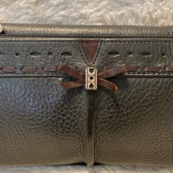 Brighton Vintage Black Leather Crossbody Bag - Picture 9 of 10